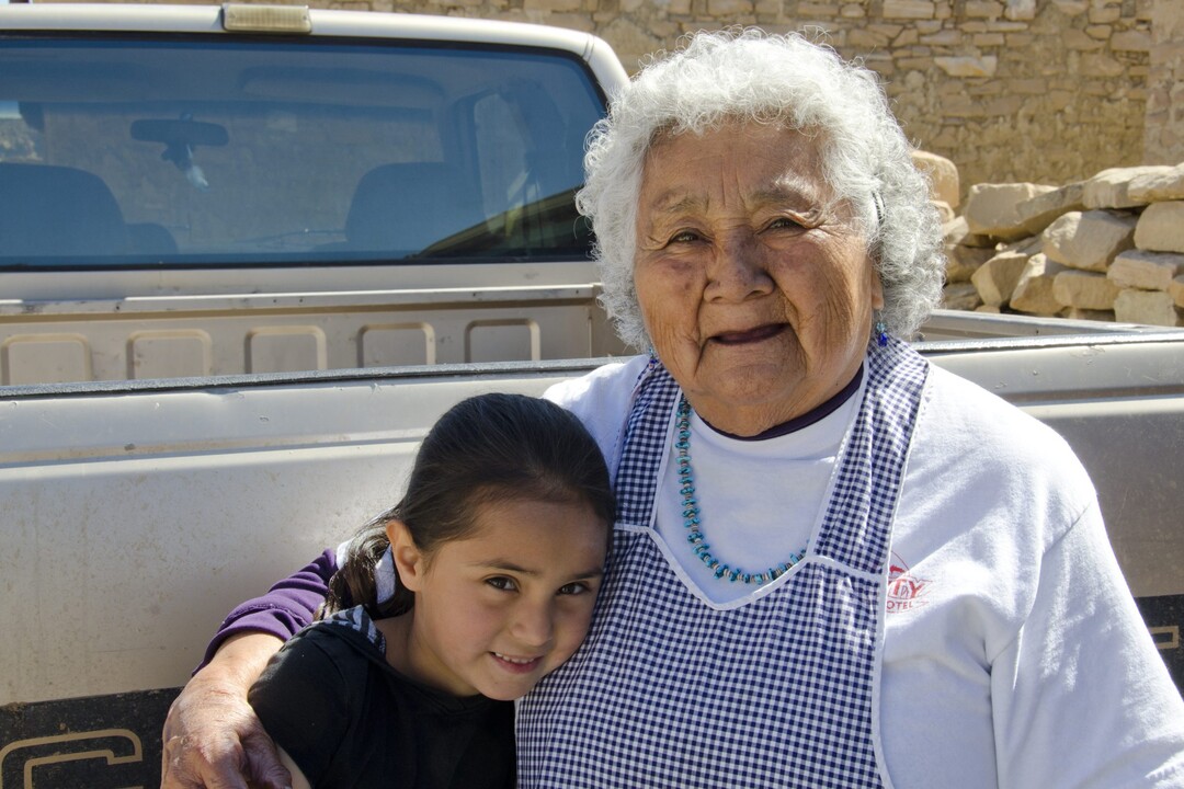 Native American grandmother and granddaughter scaled